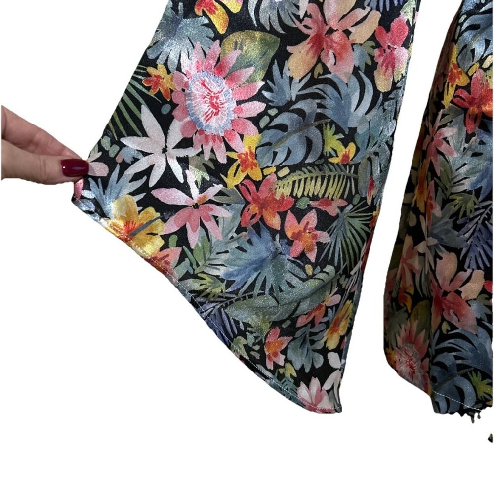 Kimono Robe Hawaiian Lei Palm Floral Multicolor Tie Flowy New Women’s Gift - Picture 2 of 14